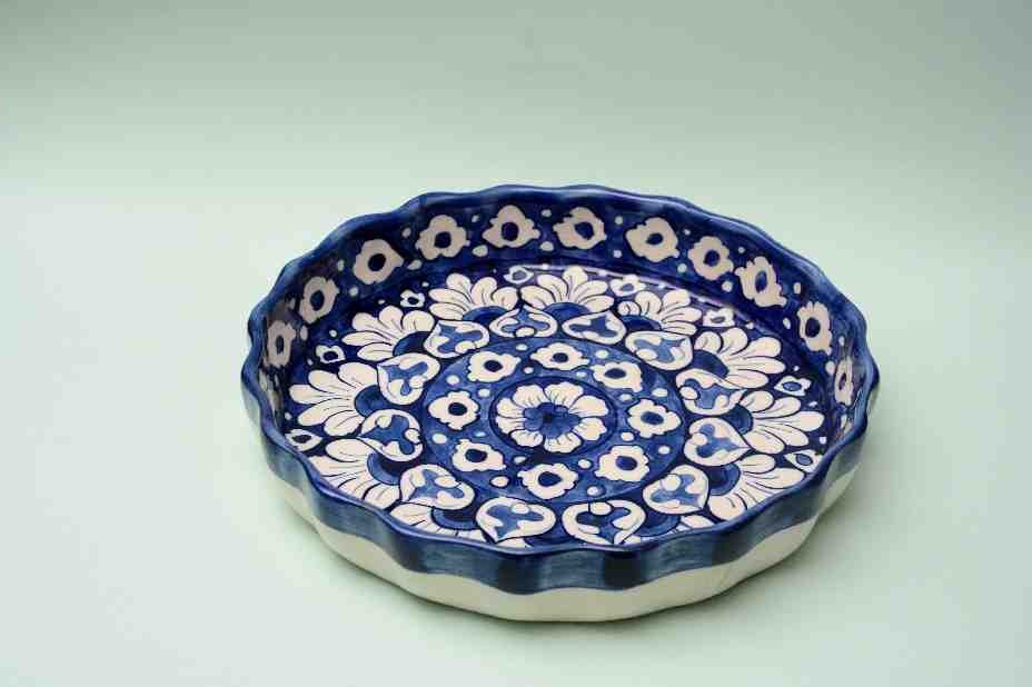  Blue pottery Apple dish IMG # 1