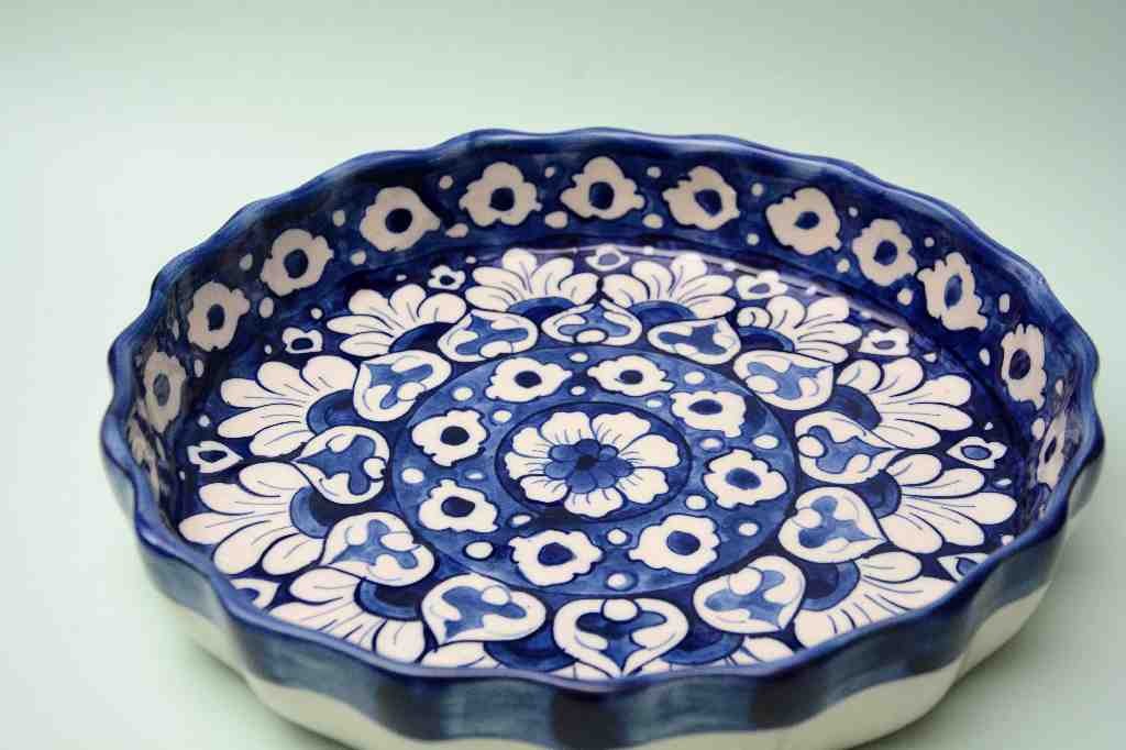  Blue pottery Apple dish IMG # 2