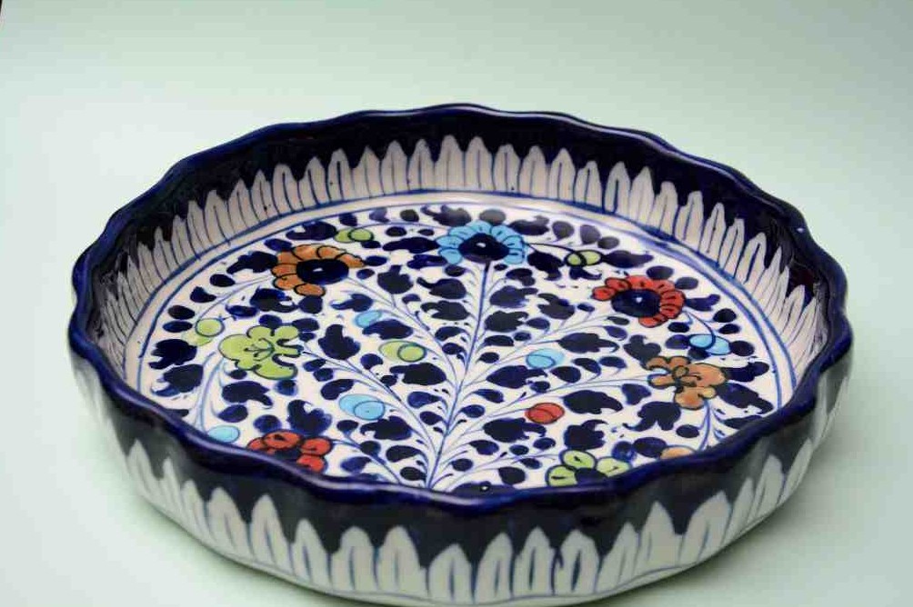  Blue pottery Apple dish  IMG # 1