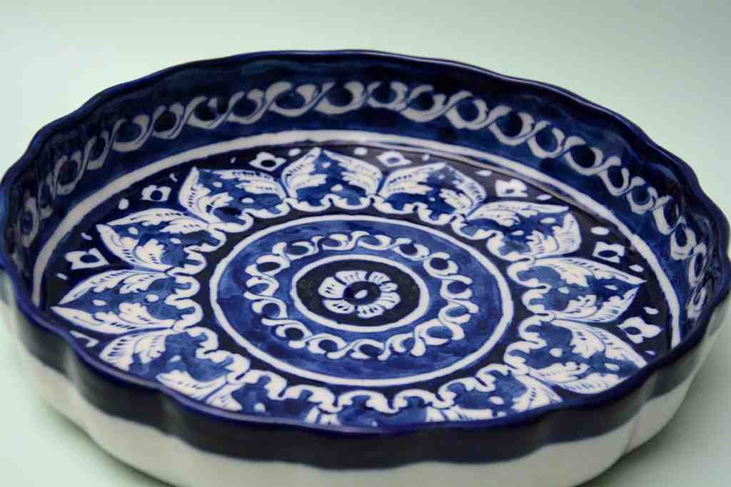  Blue pottery Apple dish   IMG # 1