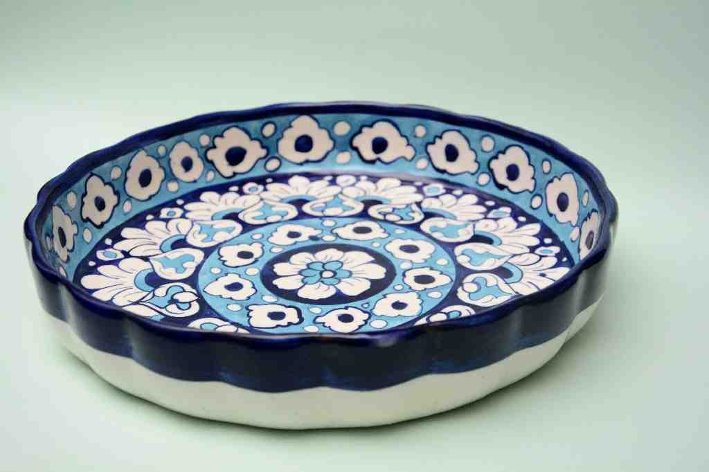  Blue pottery Apple dish   - Duplicate IMG # 1