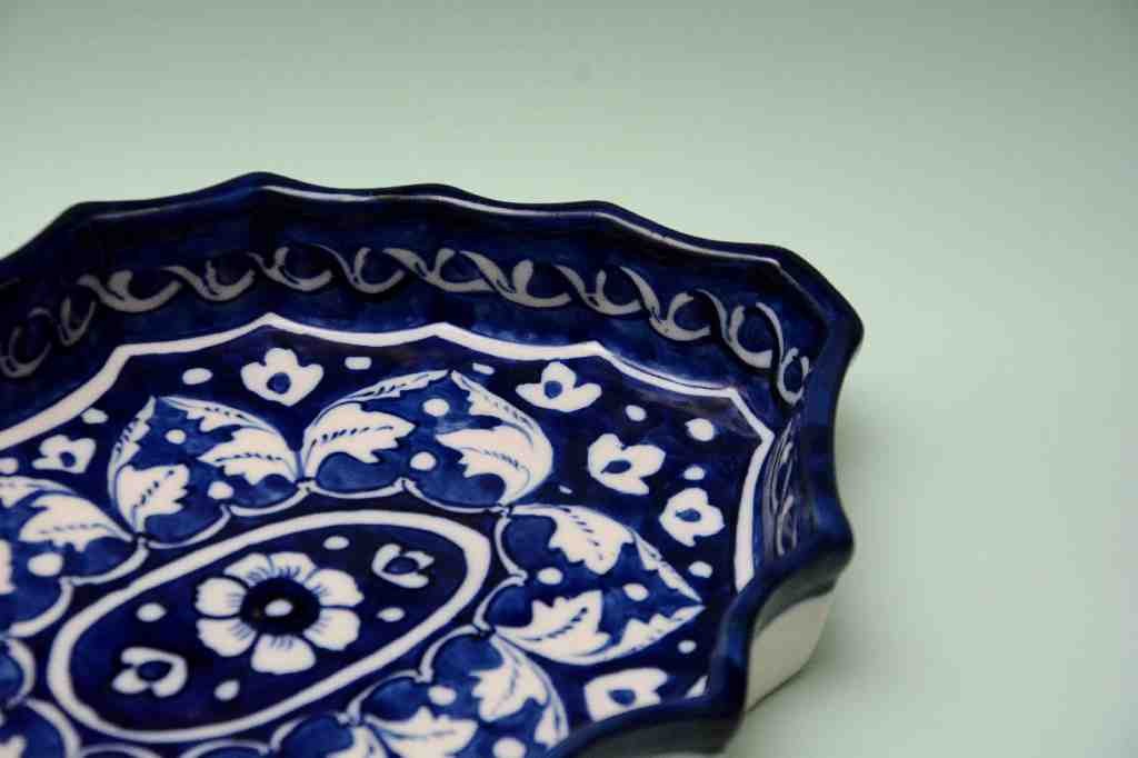  Blue pottery Apple dish  IMG # 1