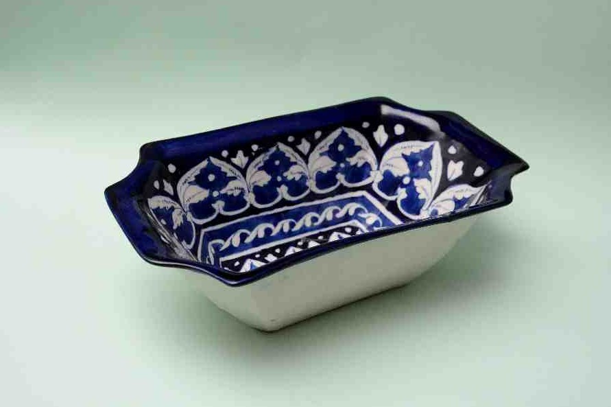  Blue pottery Apple dish   - Duplicate IMG # 1