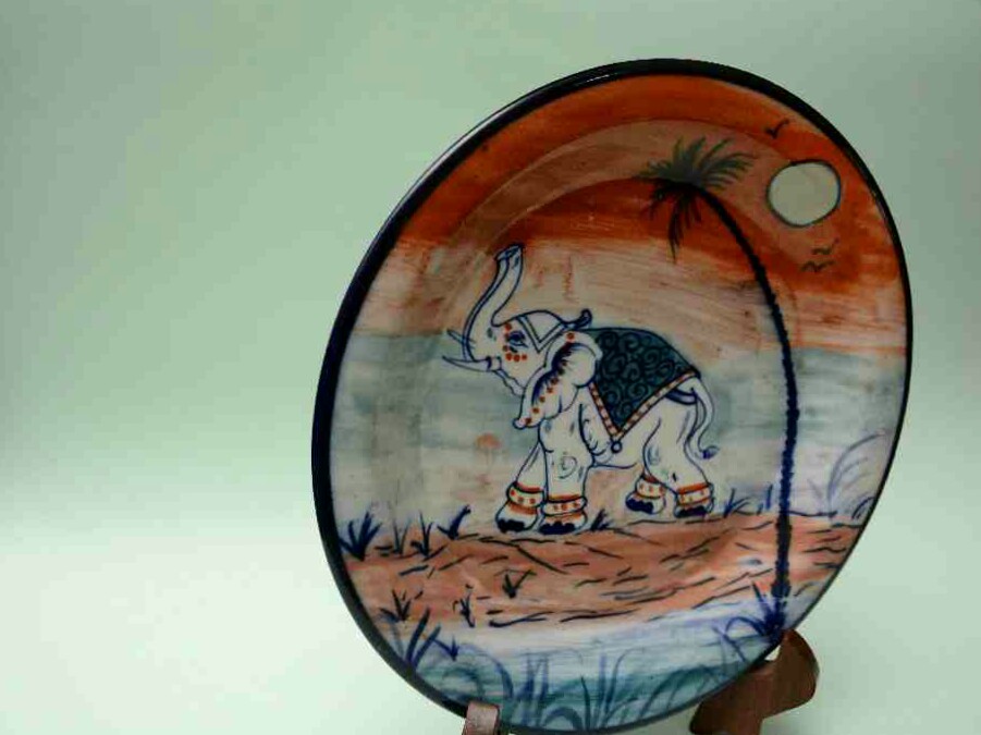  Blue pottery Decorative art Plate IMG # 1