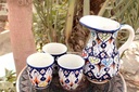 Blue pottery 6 glass water set     - Duplicate IMG # 1