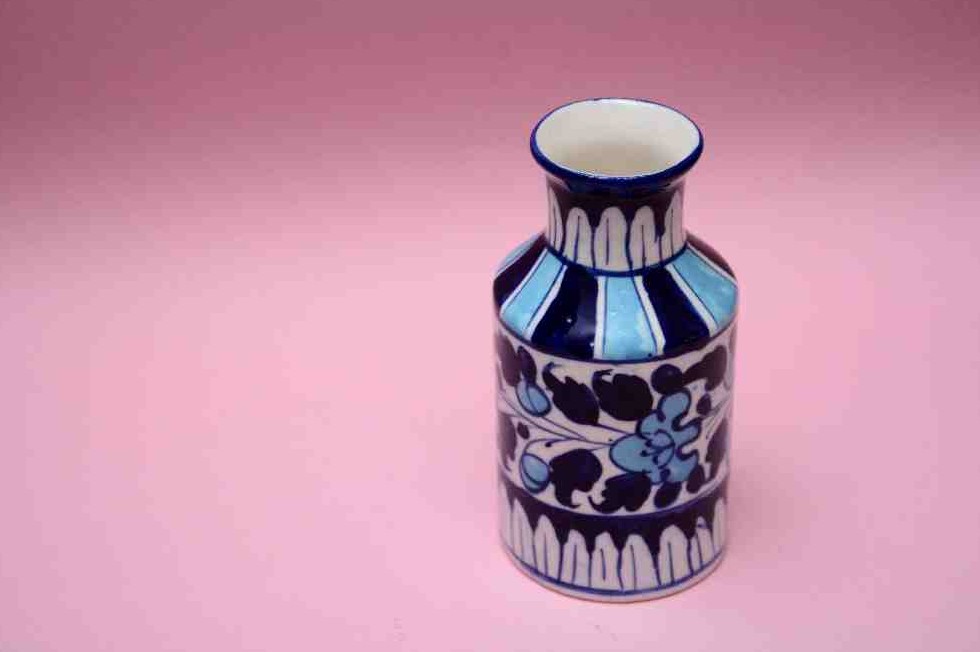 Blue pottery Small flower vase       - Duplicate IMG # 1