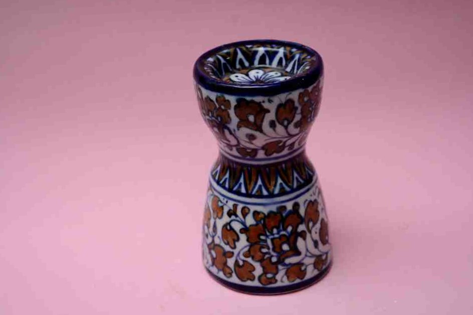 Blue pottery Candle stand       - Duplicate IMG # 1