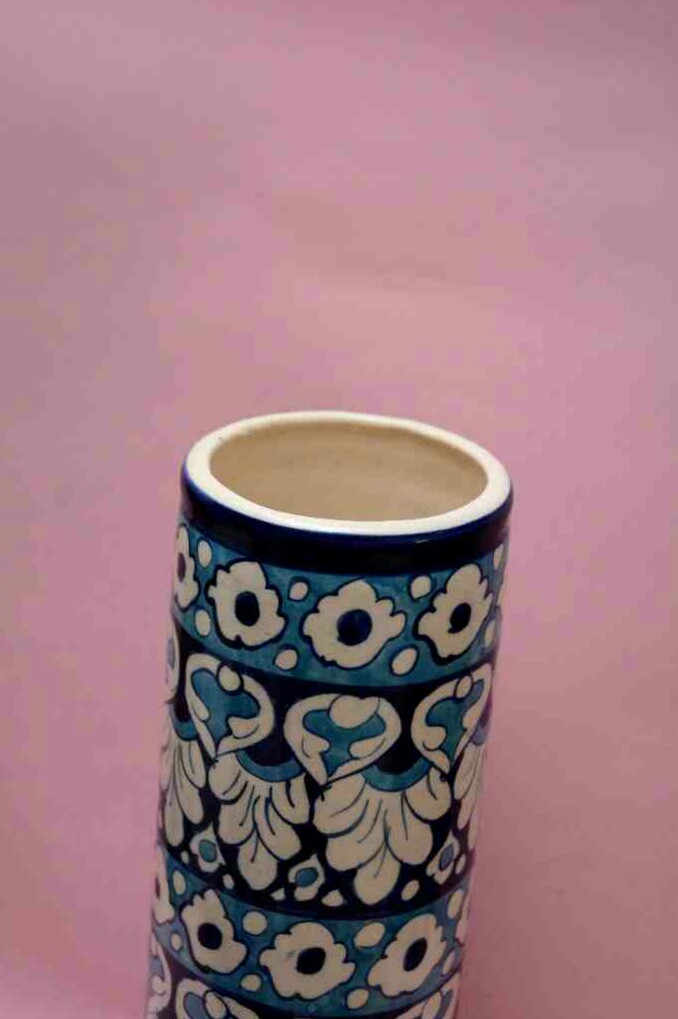 Blue pottery flower vase - Duplicate IMG # 1