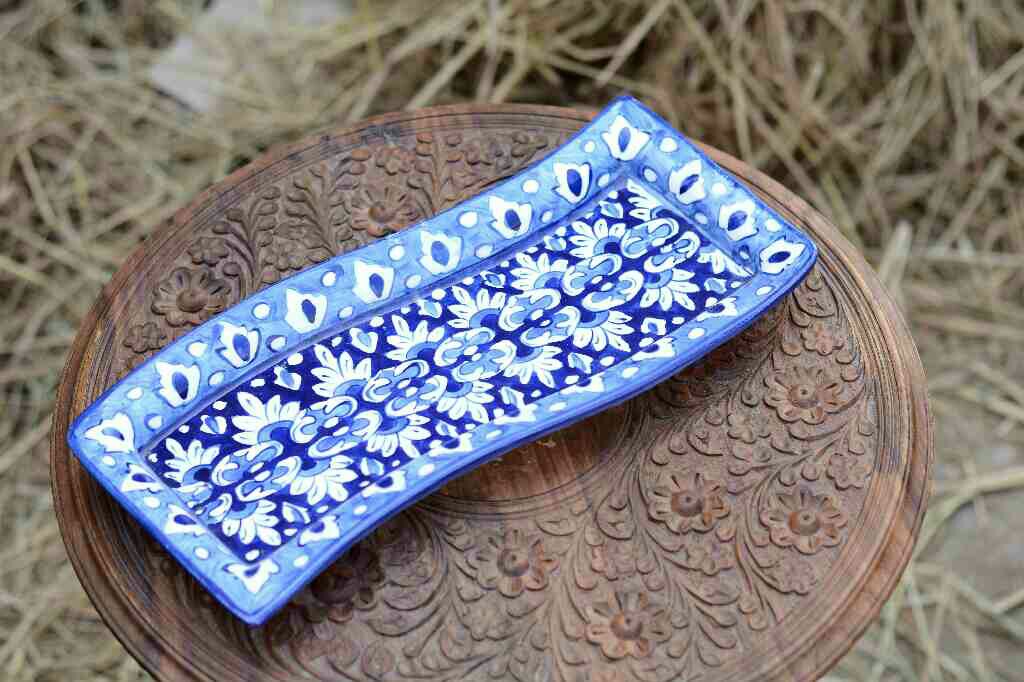 Blue pottery kebab dish IMG # 1