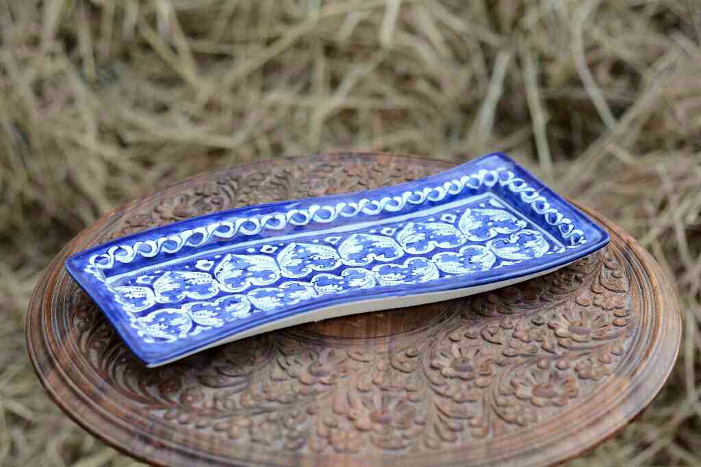 Blue pottery kebab dish - Duplicate IMG # 1