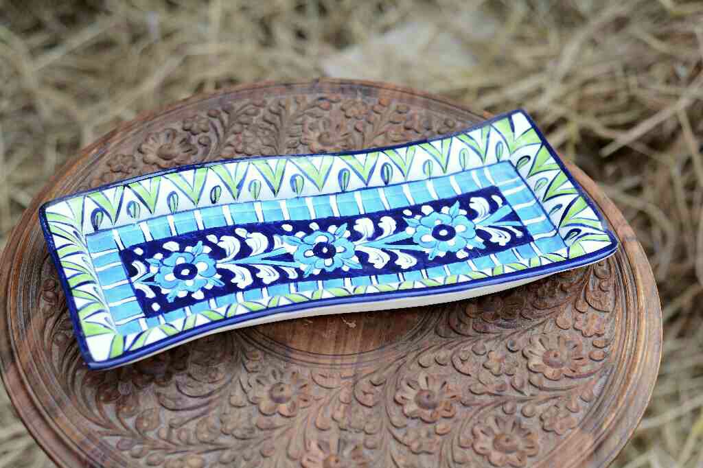 Blue pottery kebab dish - Duplicate IMG # 1