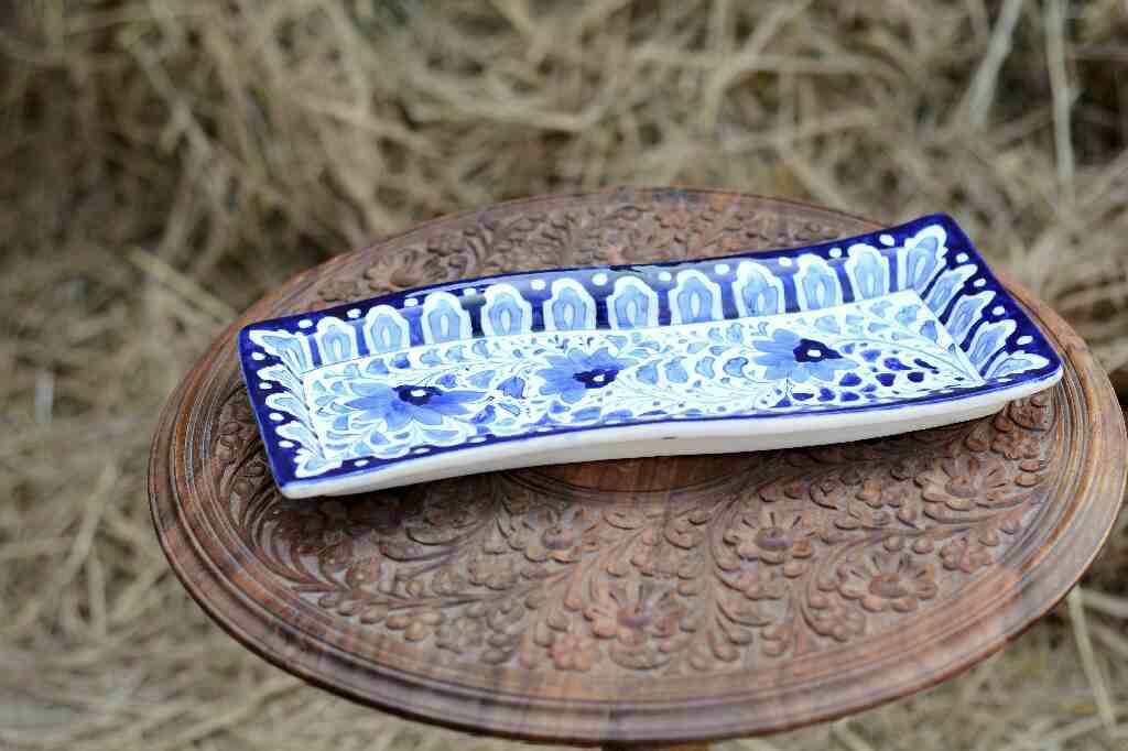 Blue pottery kebab dish - Duplicate IMG # 1
