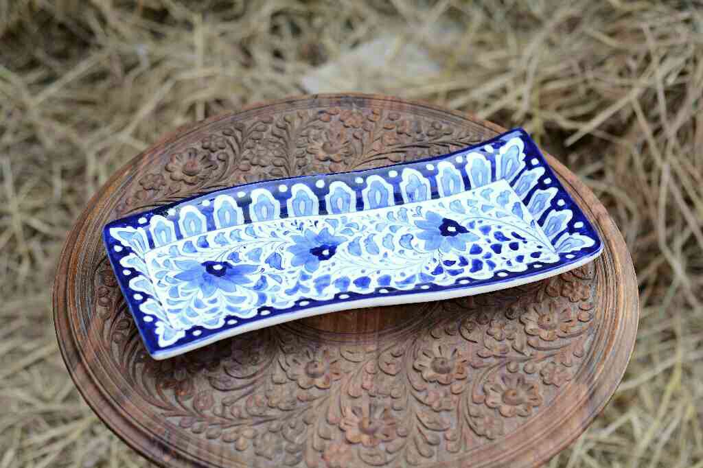 Blue pottery kebab dish - Duplicate IMG # 1