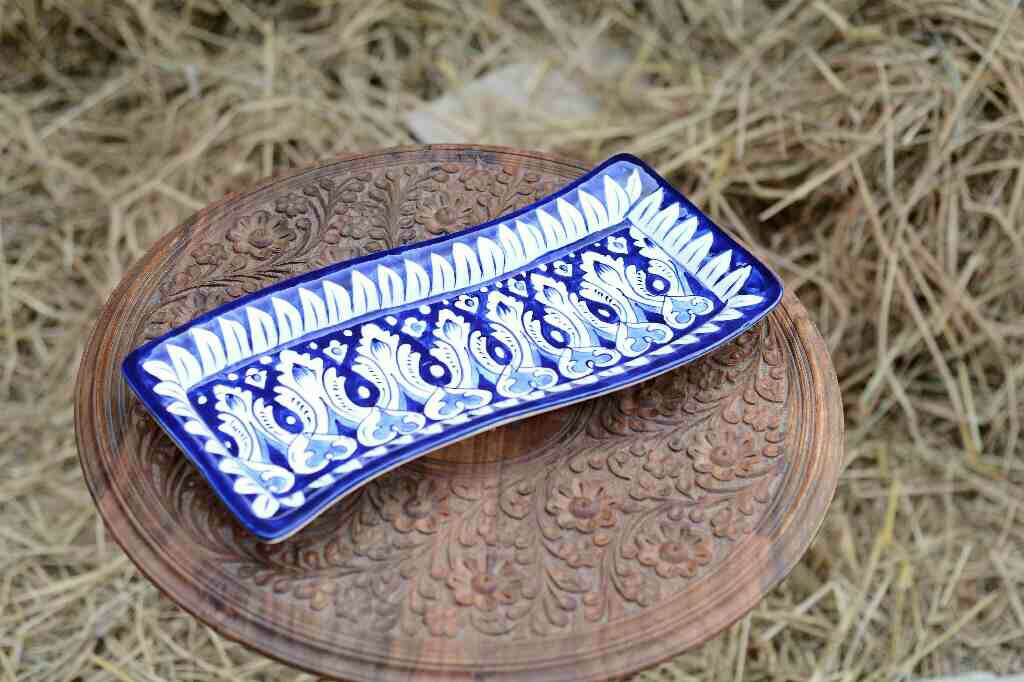 Blue pottery kebab dish - Duplicate IMG # 1