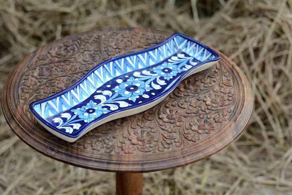 Blue pottery kebab Dish - Duplicate IMG # 1