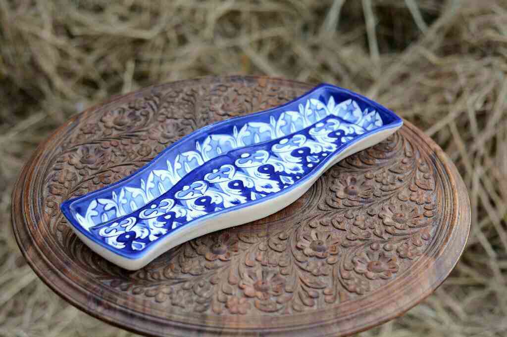 Blue pottery kebab Dish - Duplicate IMG # 1