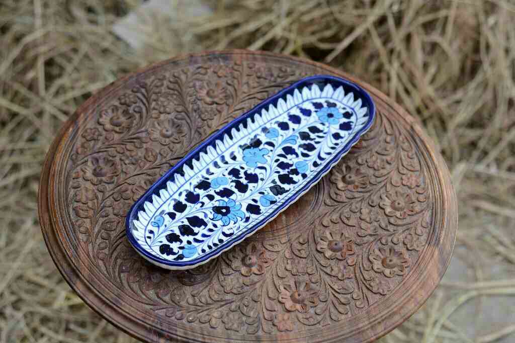 Blue pottery kebab Dish - Duplicate IMG # 1