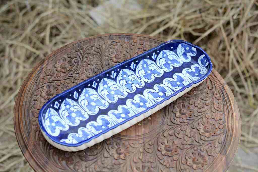 Blue pottery kebab Dish - Duplicate IMG # 1