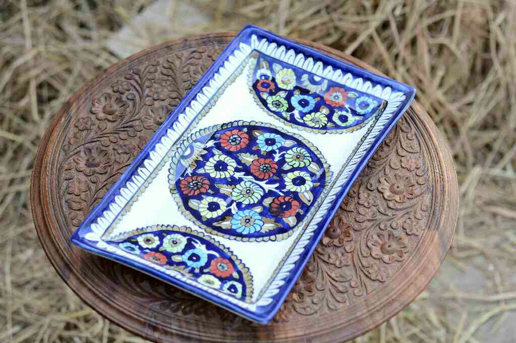 Blue pottery Rectangular dish - Duplicate IMG # 1