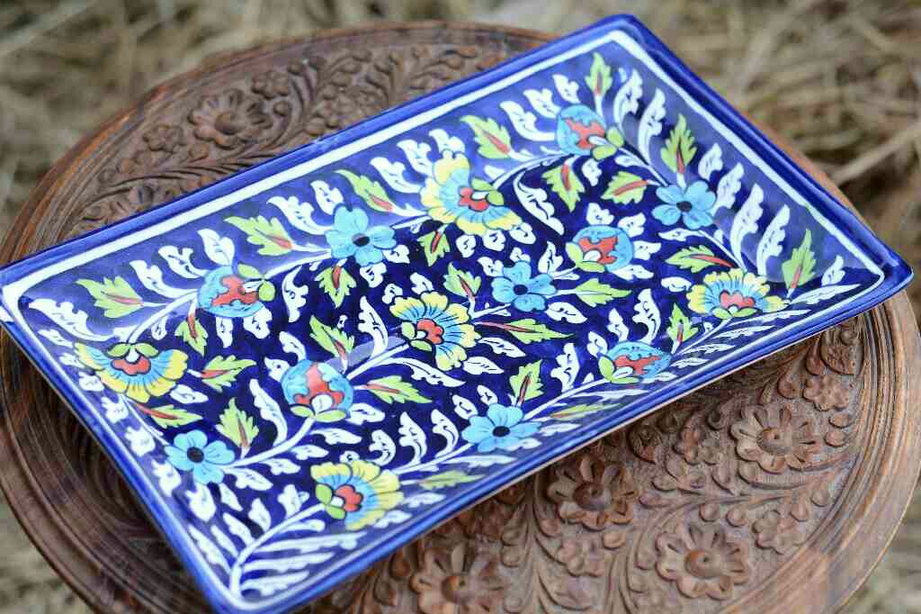Blue pottery Rectangular dish - Duplicate IMG # 2