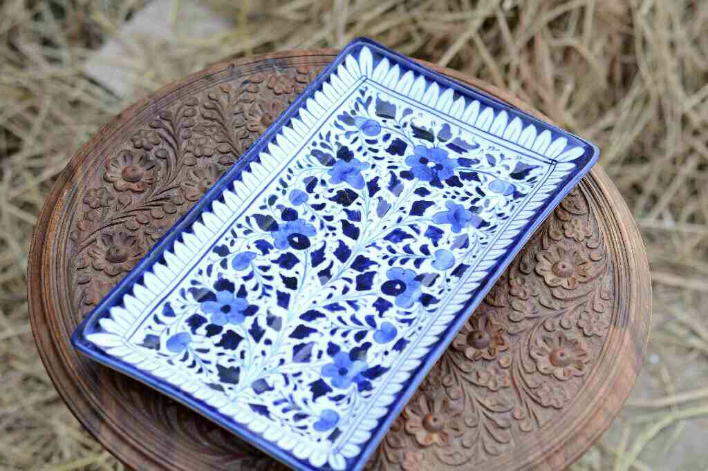 Blue pottery Rectangular dish - Duplicate IMG # 1