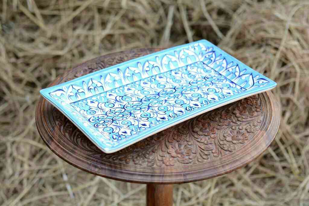 Blue pottery Rectangular dish - Duplicate IMG # 1