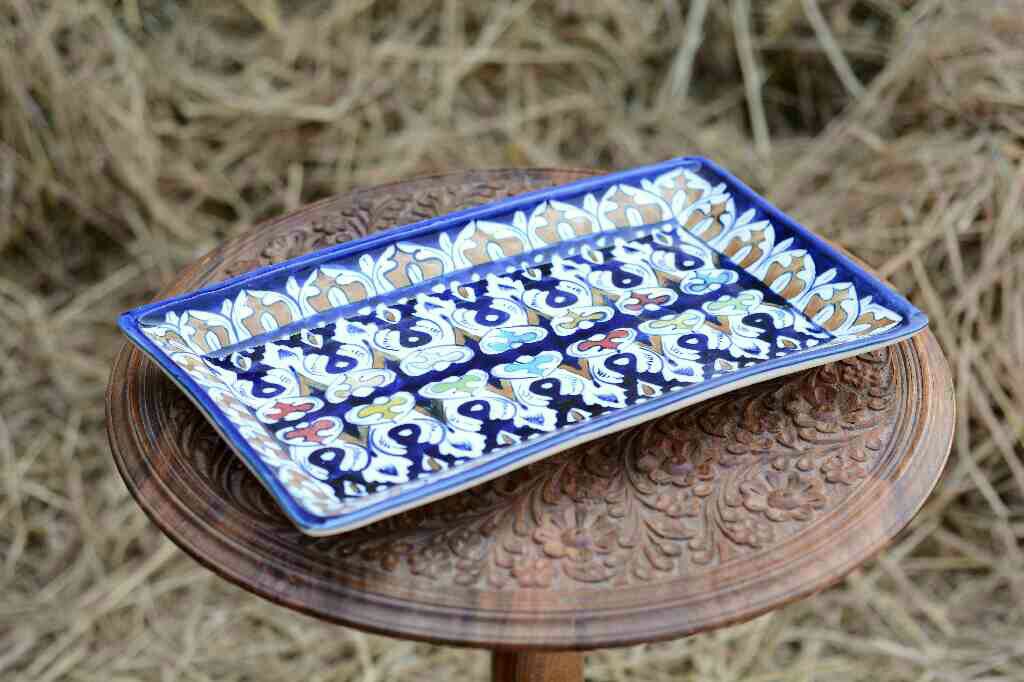 Blue pottery Rectangular dish - Duplicate IMG # 1