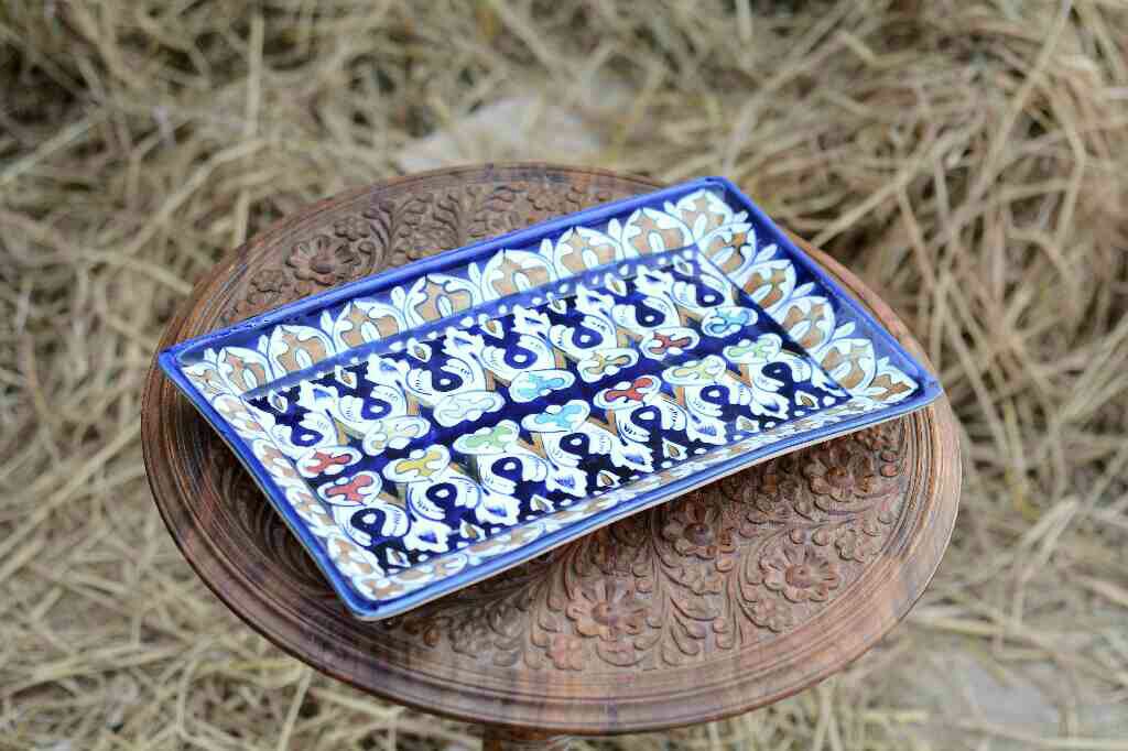 Blue pottery Rectangular dish - Duplicate IMG # 1