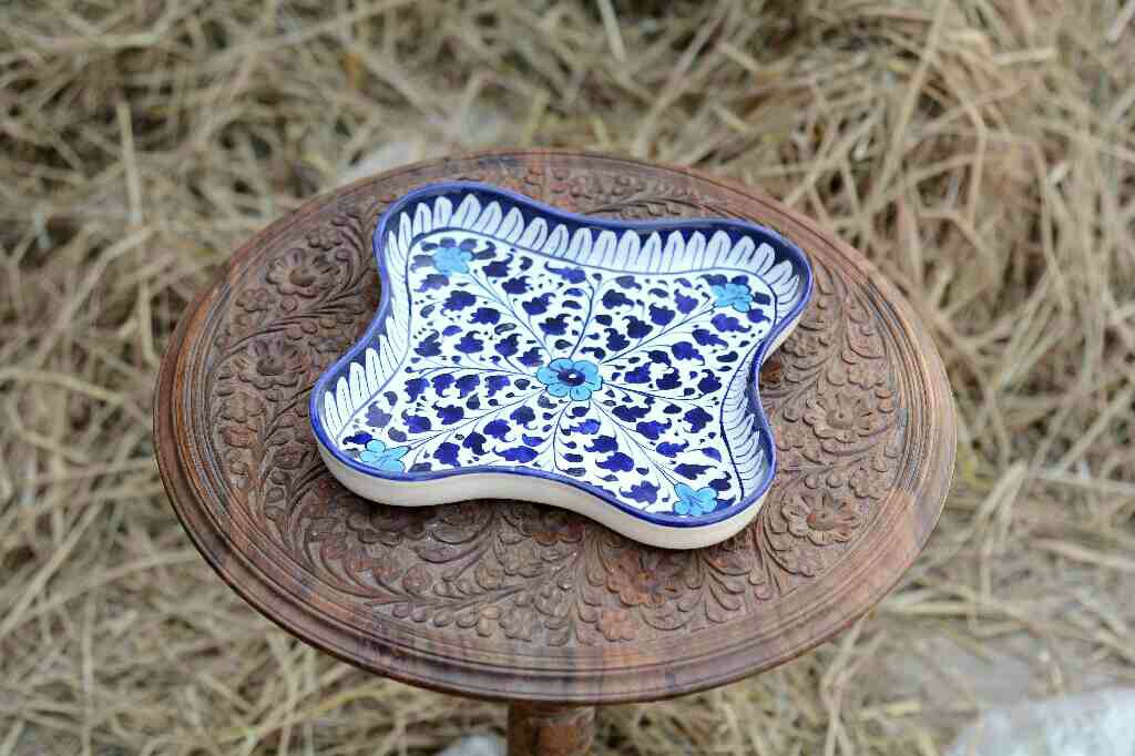 Blue pottery Star shape serving dish - Duplicate IMG # 1