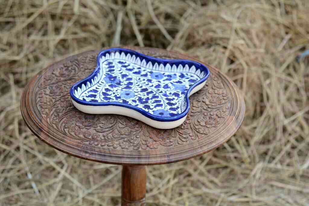 Blue pottery Star shape serving dish - Duplicate IMG # 1