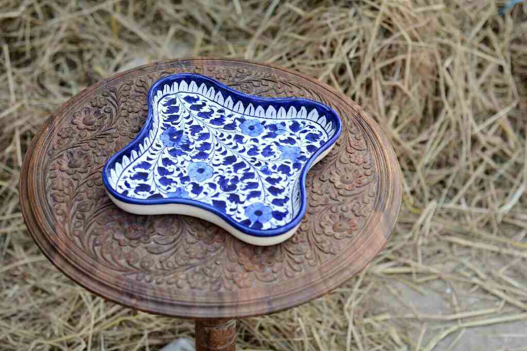 Blue pottery Star shape serving dish - Duplicate IMG # 1