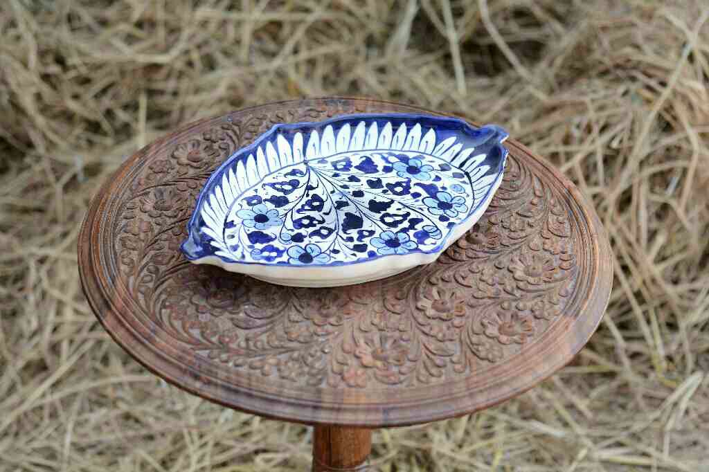 Blue pottery Triangular dish - Duplicate IMG # 1