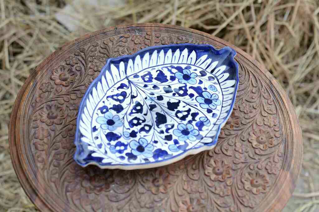 Blue pottery Triangular dish - Duplicate IMG # 1