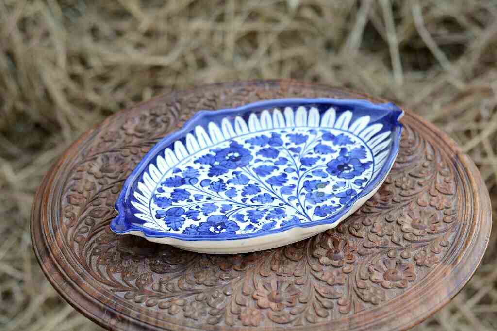 Blue pottery Triangular dish - Duplicate IMG # 1
