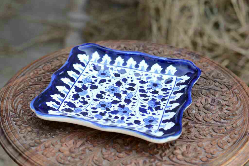 Blue pottery Apple dish - Duplicate IMG # 1