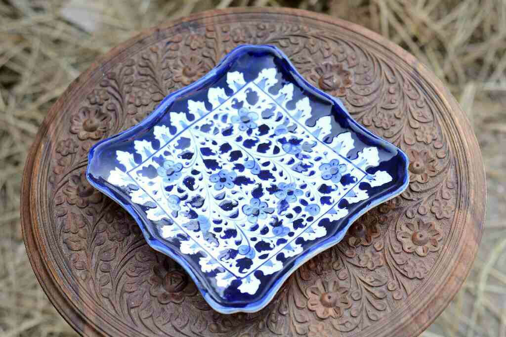 Blue pottery Apple dish - Duplicate IMG # 1
