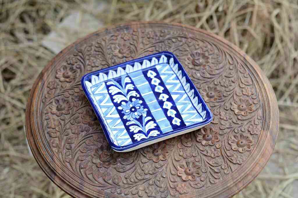 Blue Pottery Square shape Serving tray - Duplicate IMG # 1