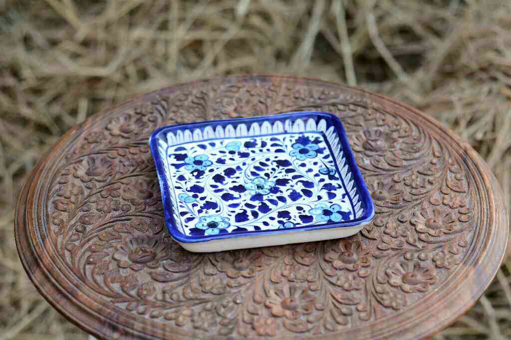 Blue Pottery Square shape Serving tray - Duplicate IMG # 1