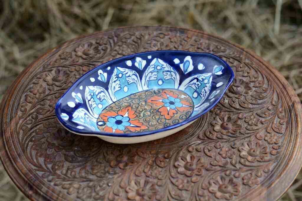 Blue Pottery Oval shape raita bowl IMG # 2