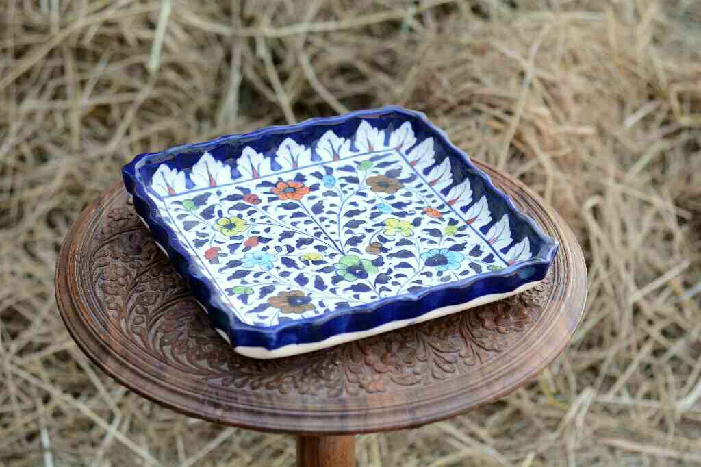 Blue Pottery Oval shape raita bowl - Duplicate IMG # 1