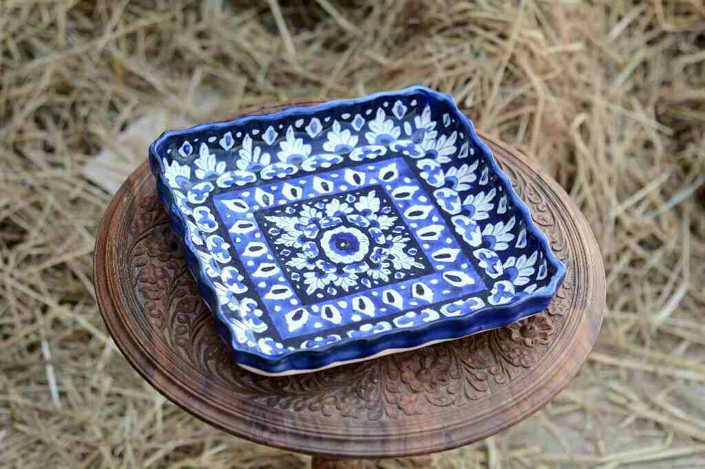 Blue Pottery Square shape Serving tray - Duplicate IMG # 1