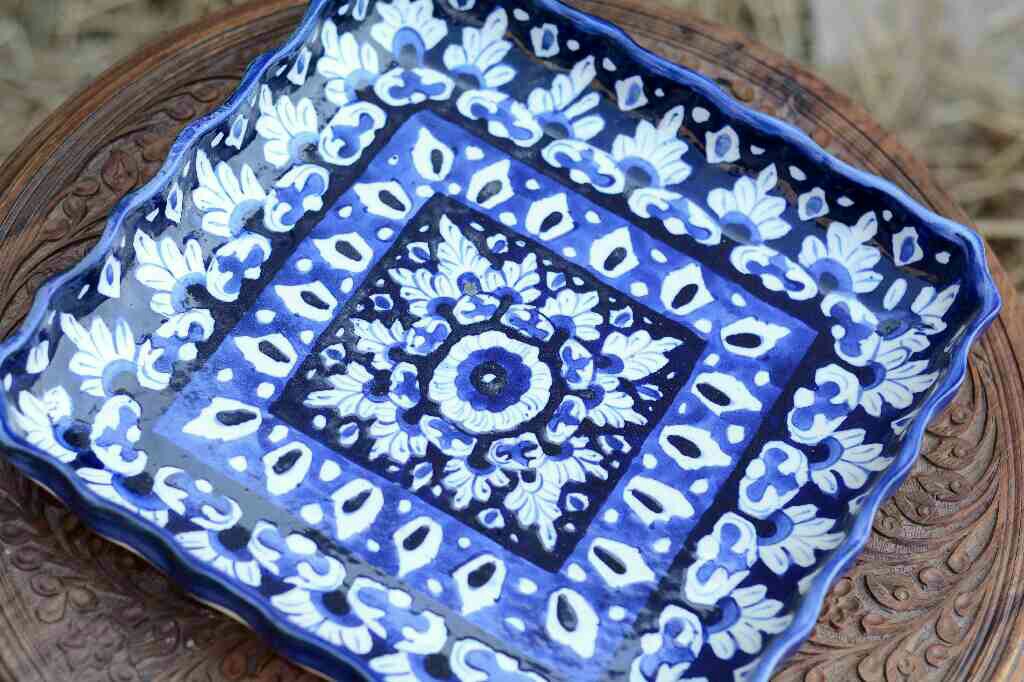 Blue Pottery Square shape Serving tray - Duplicate IMG # 1