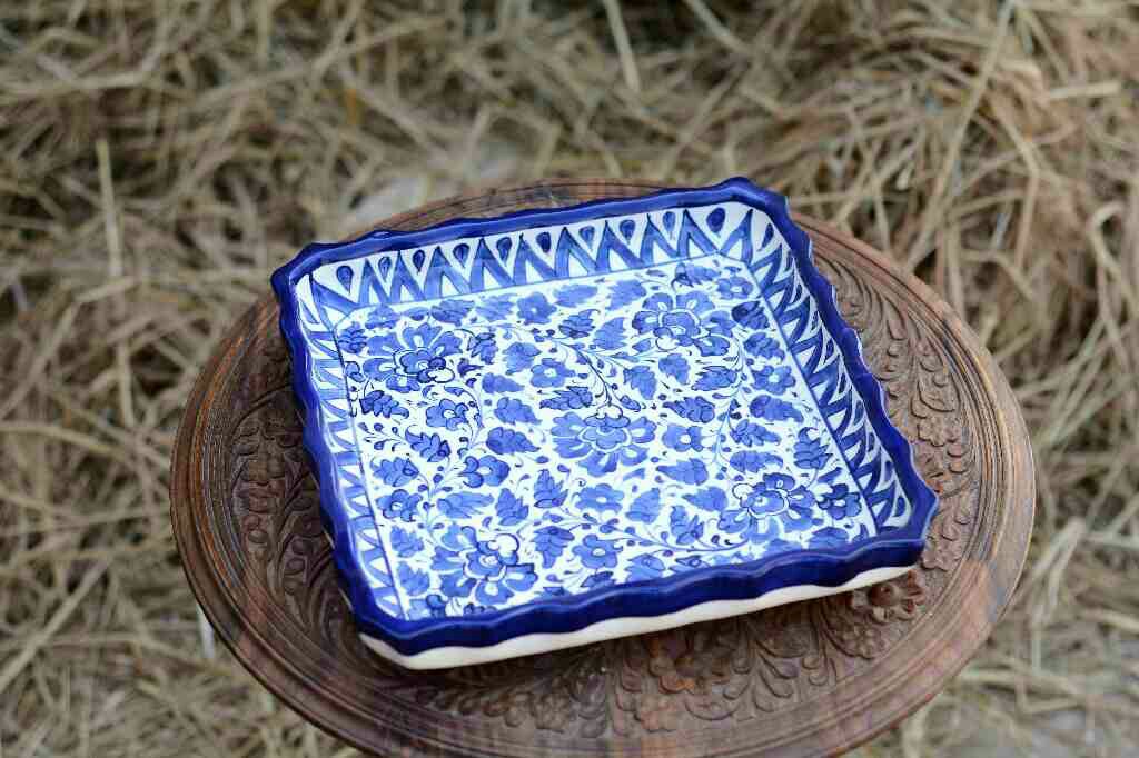 Blue Pottery Square shape Serving tray - Duplicate IMG # 2