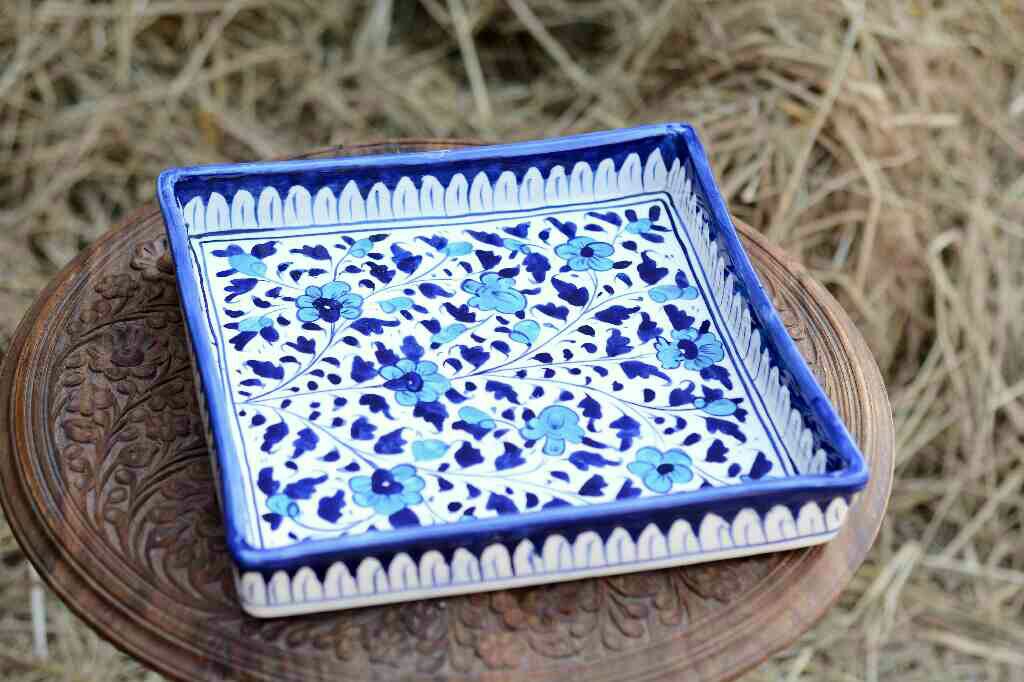 Blue Pottery Square shape Serving tray - Duplicate IMG # 1