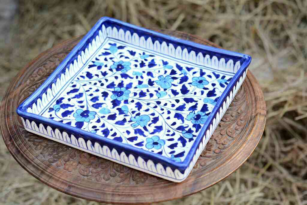 Blue Pottery Square shape Serving tray - Duplicate IMG # 1