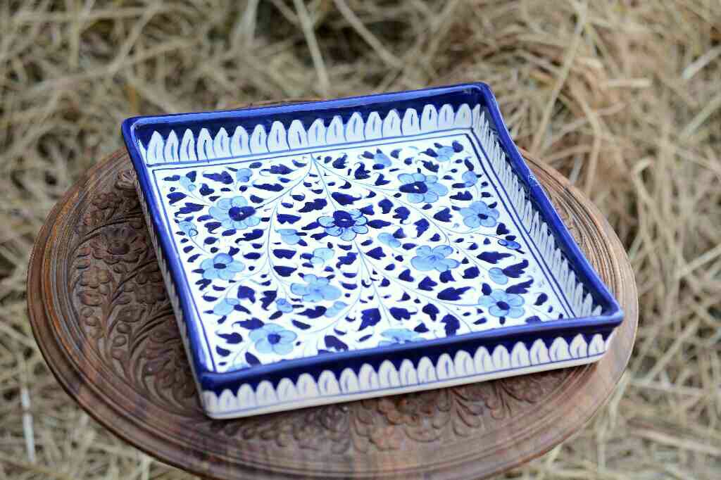 Blue Pottery Square shape Serving tray - Duplicate IMG # 1