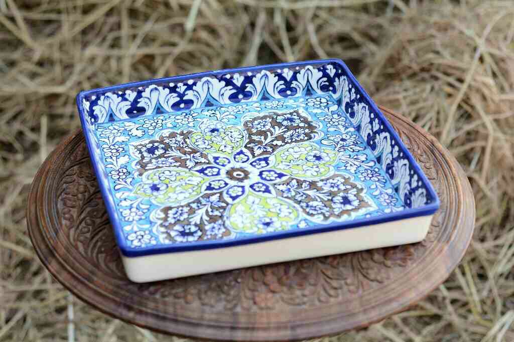 Blue Pottery Square shape Serving tray - Duplicate IMG # 1