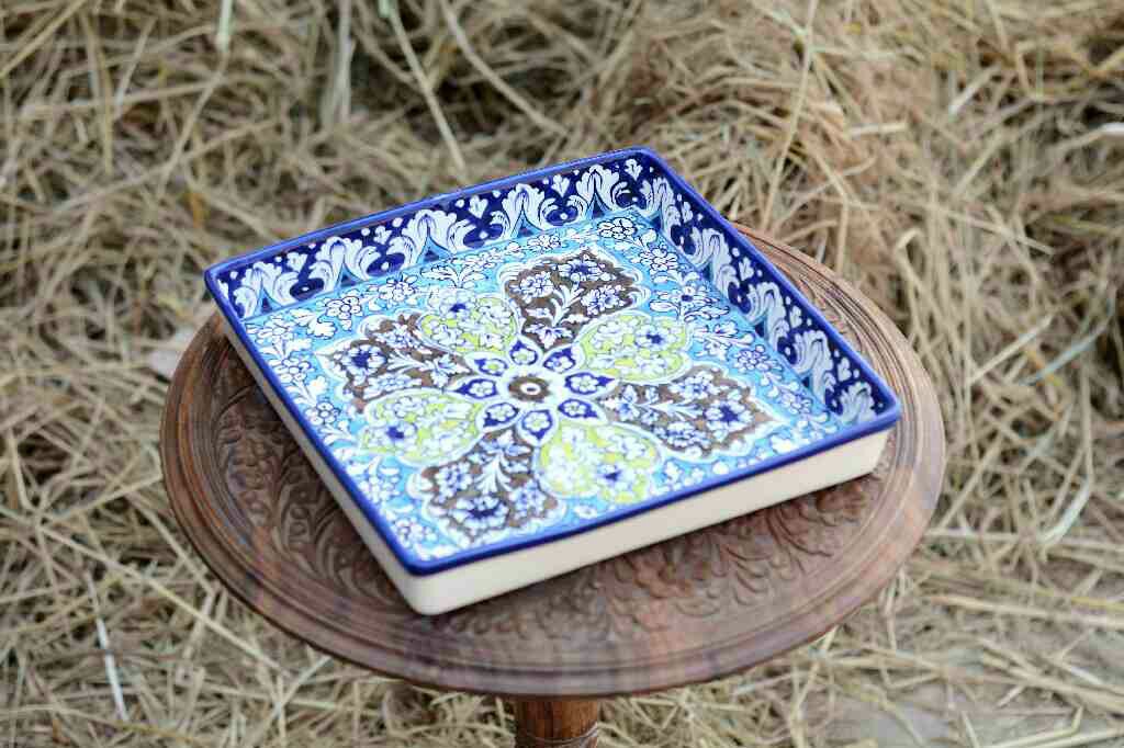 Blue Pottery Square shape Serving tray - Duplicate IMG # 1