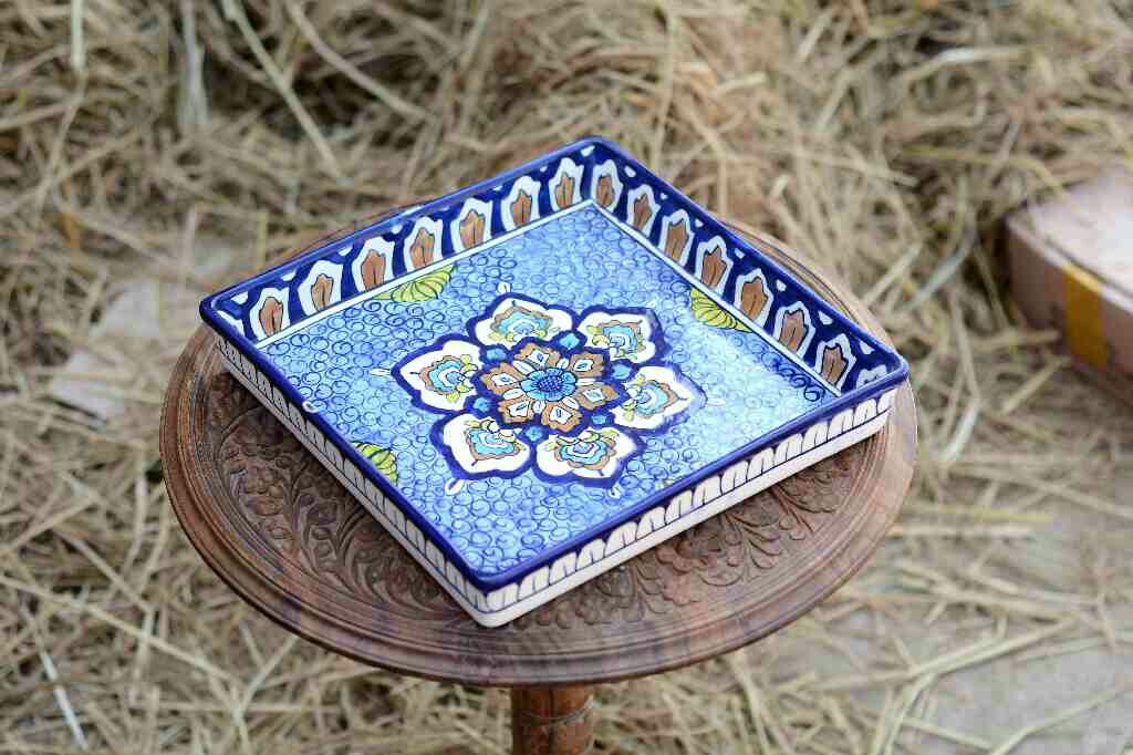Blue Pottery Square shape Serving tray - Duplicate IMG # 1