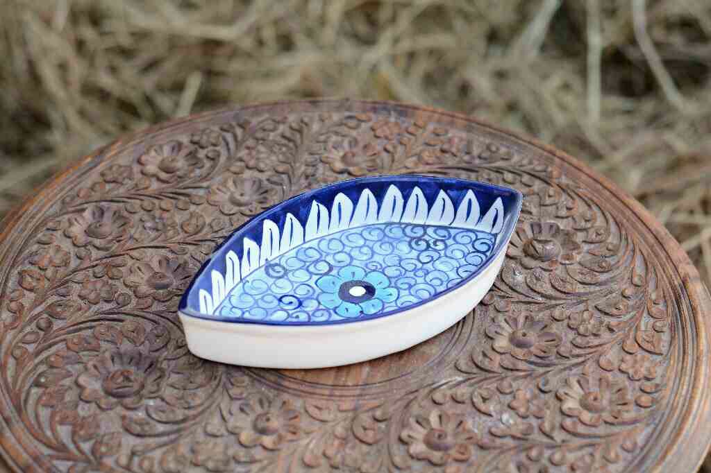 Blue Pottery Oval shape serving dish - Duplicate IMG # 1
